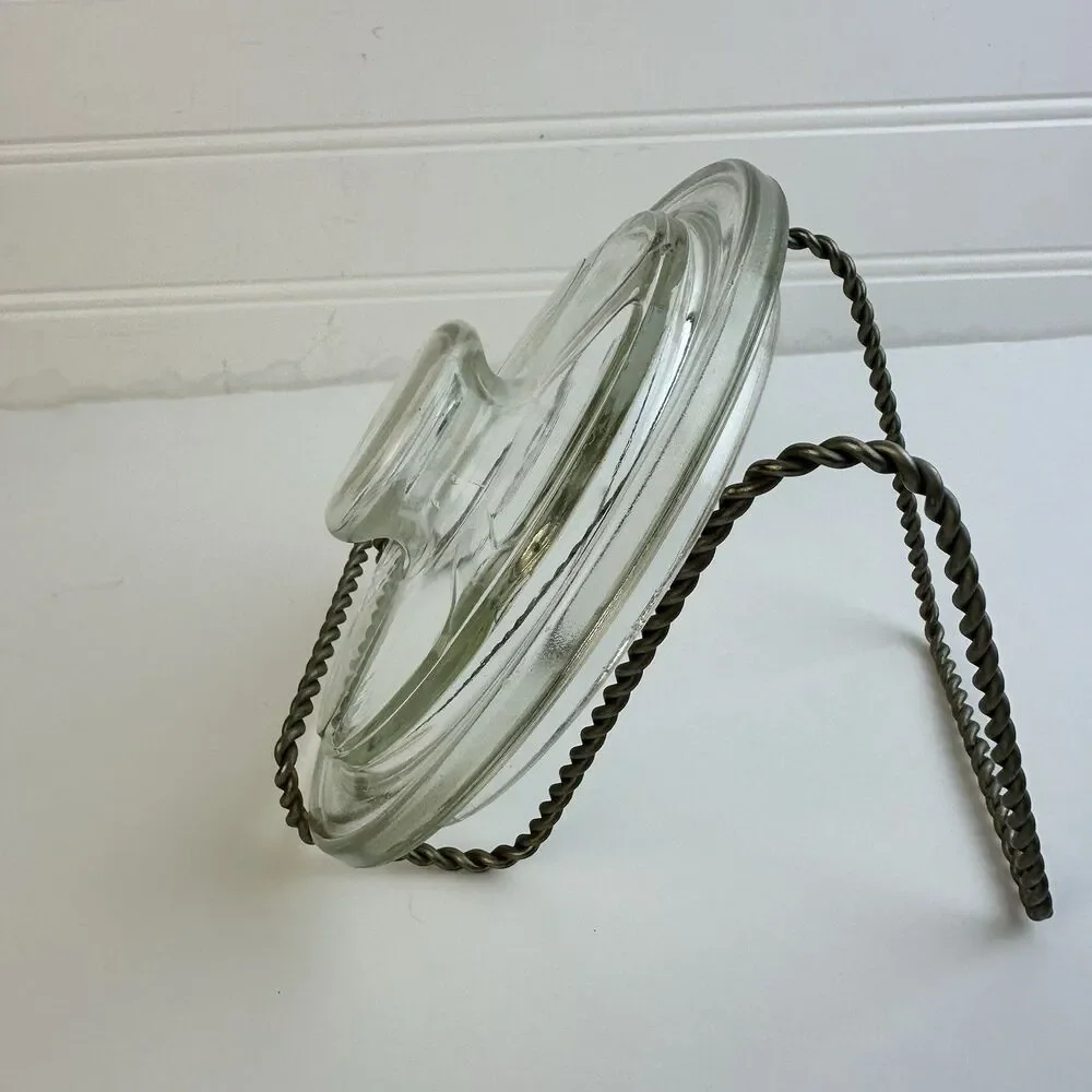 6” Diameter Clear Glass Candy Snack Jar Lid For 5” ID Opening Vintage Unmarked